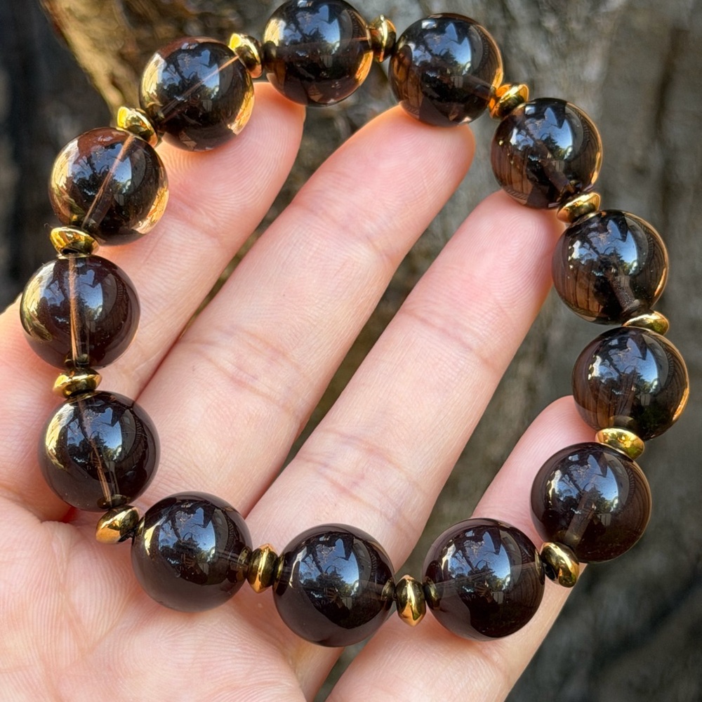 14.5mm chunky stretchable ice obsidian bracelet 0937 - Picture 8 of 10